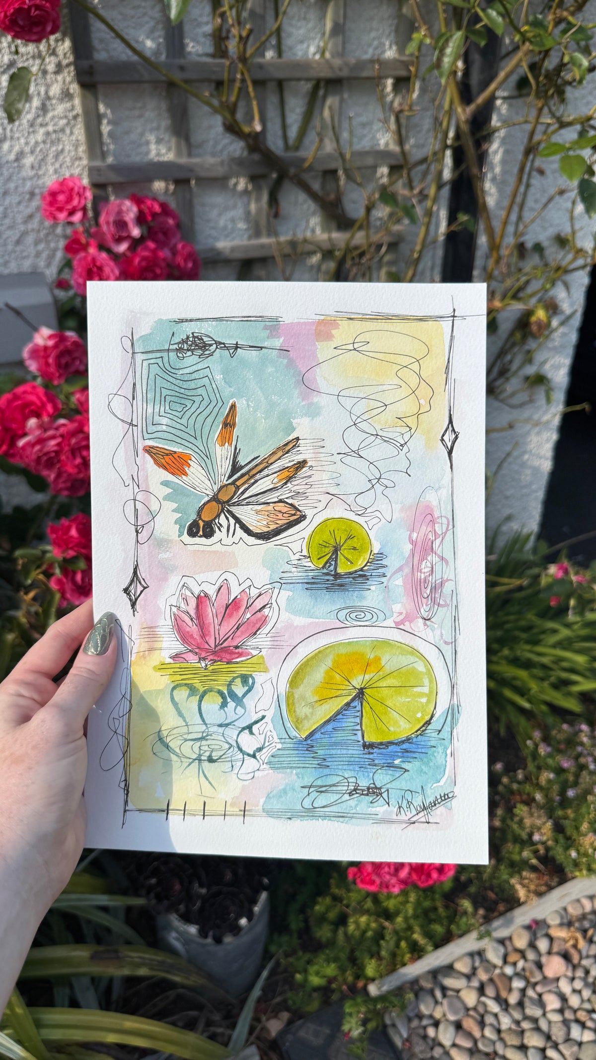 Among the Lillypads - A4 Original