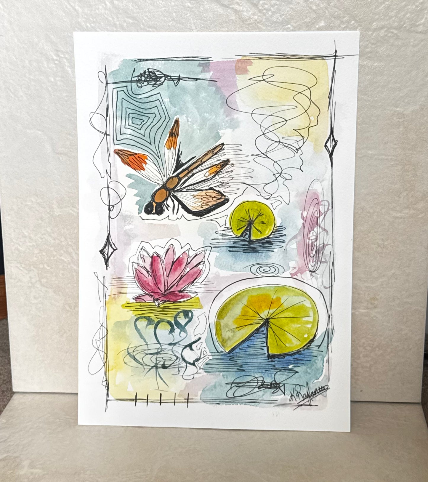 Among the Lillypads - A4 Original