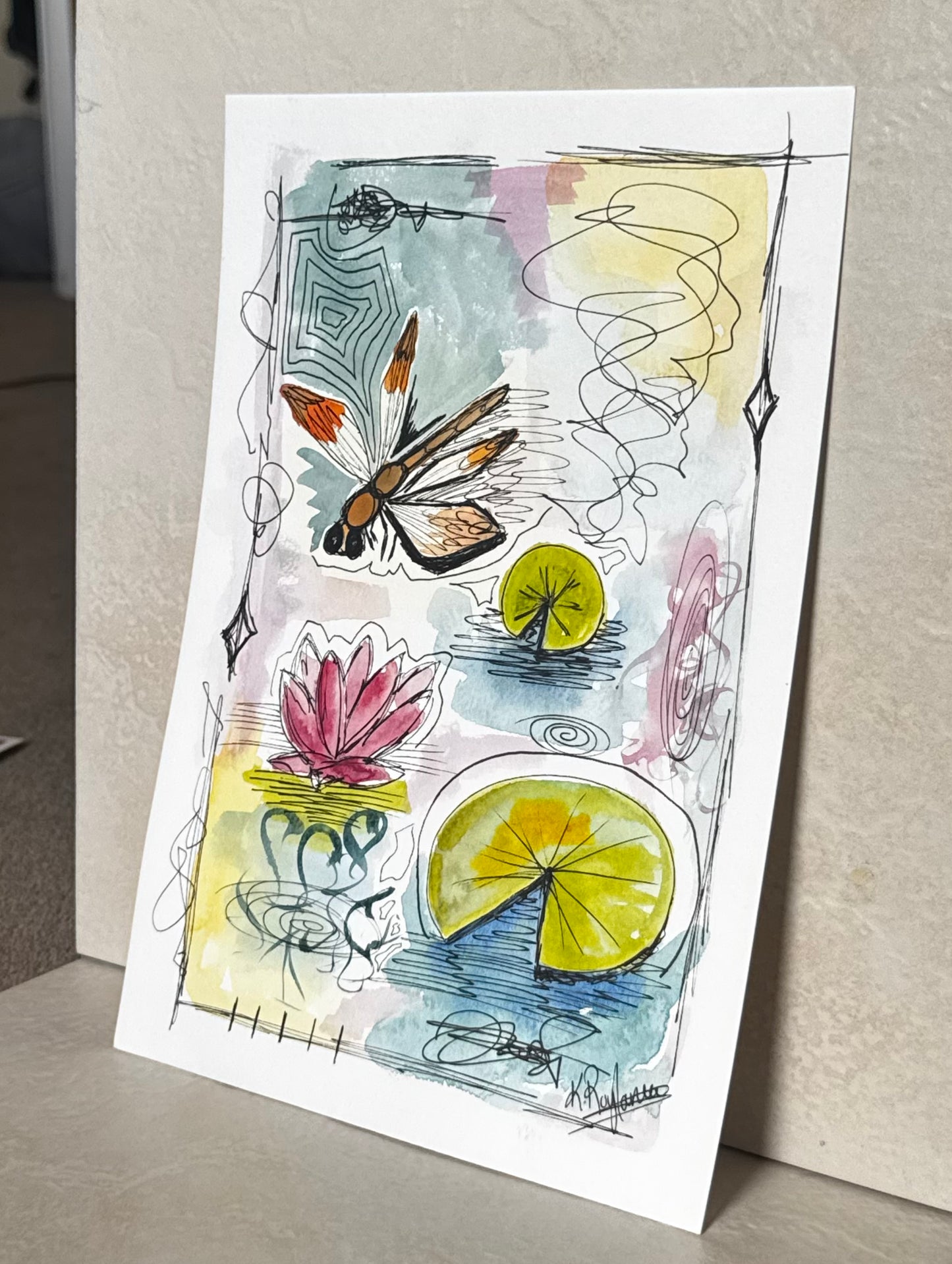 Among the Lillypads - A4 Original
