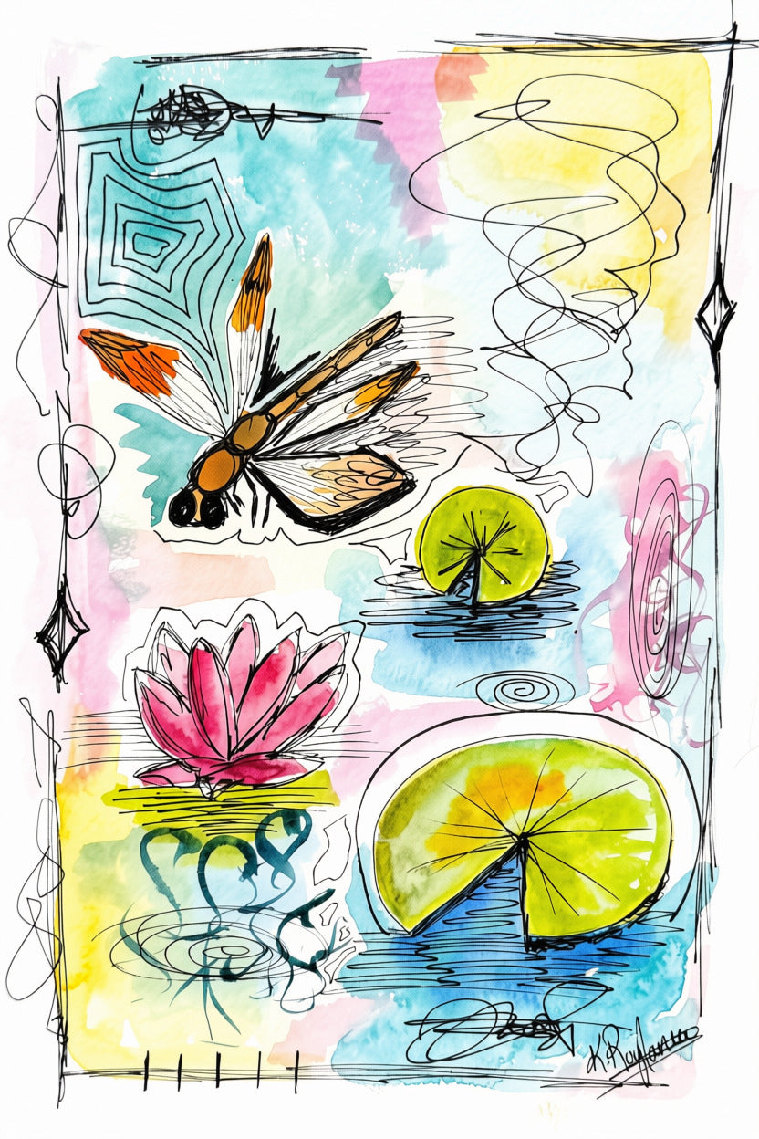Among the Lillypads - A4 Original